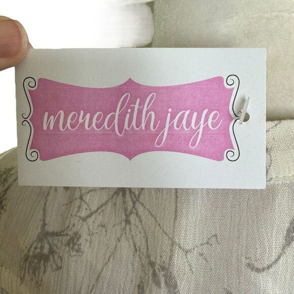 Ellison Dress Gray White Garden Print M Tunic Feminine Romantic Sheer Flouncy - Picture 7 of 14